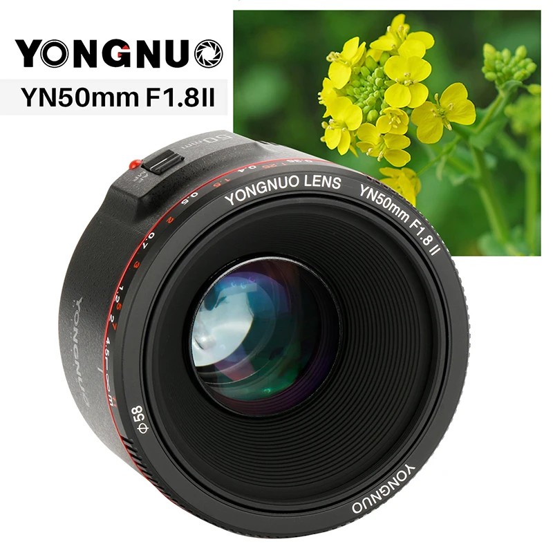 Объектив YONGNUO YN50mm F1.8 II с большой апертурой и автофокусом для Canon эффектом боке