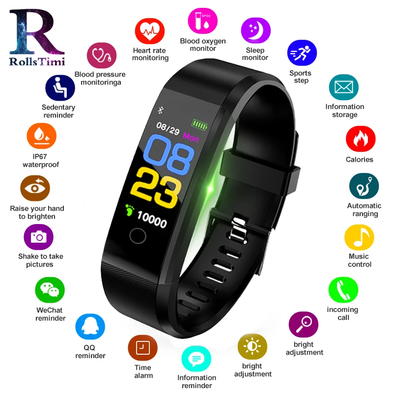 Мужские смарт браслеты водонепроницаемый Женский фитнес трекер спортивный
