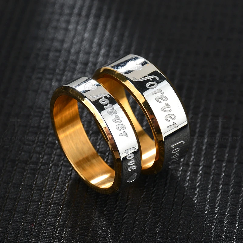 Letdiffery Золотое кольцо с надписью Forever Love, пара колец из нержавеющей стали, юбилейное кольцо для мужчин и женщин, обручальное свадебное ювелирное изделие