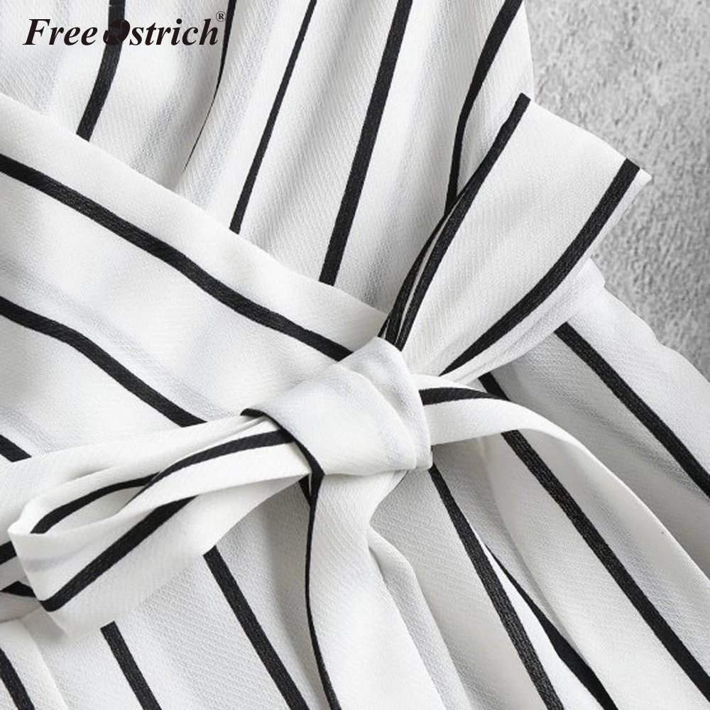 Женский пляжный комбинезон Free Ostrich повседневный эластичный в полоску с поясом