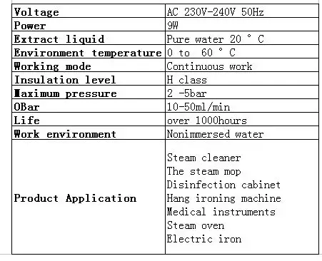 9 Вт AC 230 V-240 V 50Hz плунжера газ вода электромагнитные насосы соленоидный насос для подачи пара окрашенные стальные пластины Паровая швабра/пароочиститель и т. д