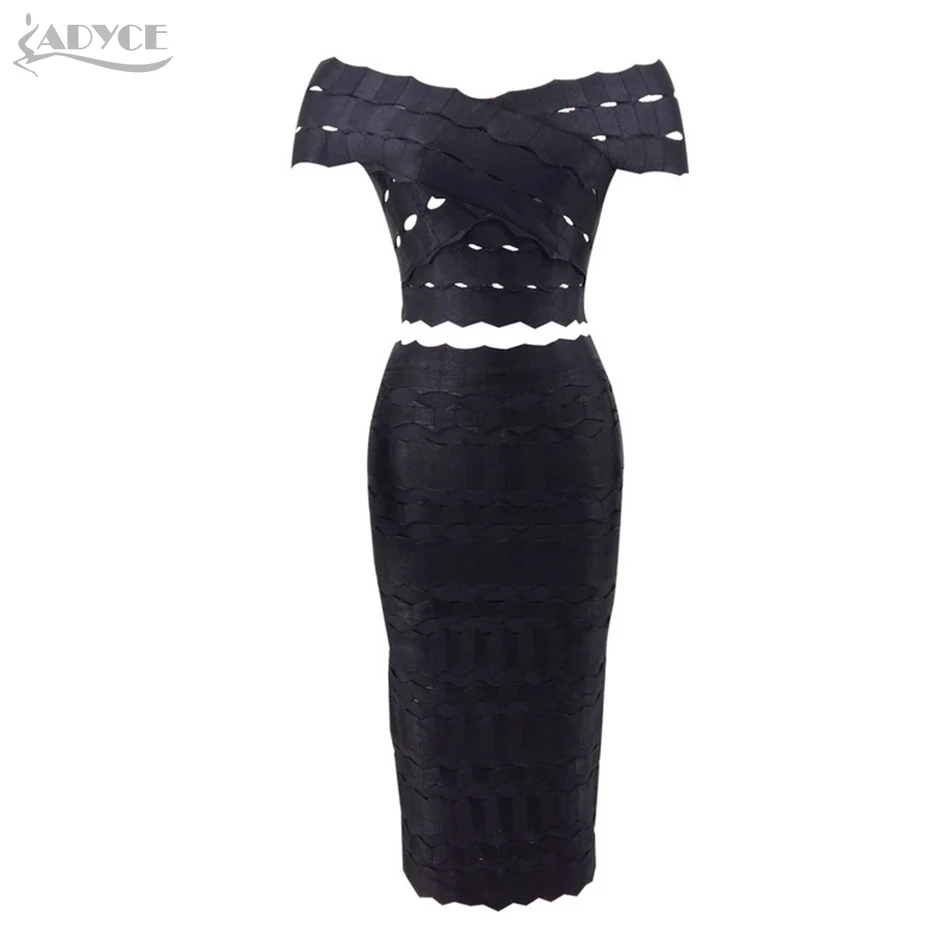 Женский комплект из двух предметов Adyce черный короткого топа и облегающей юбки