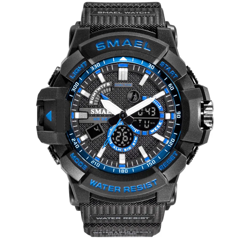 Blackblue Мужские армейские часы, 50 м, водонепроницаемые спортивные часы, кварцевые наручные часы, светодиодный, спортивные мужские часы 1809, мужские часы - Цвет: Blackblue
