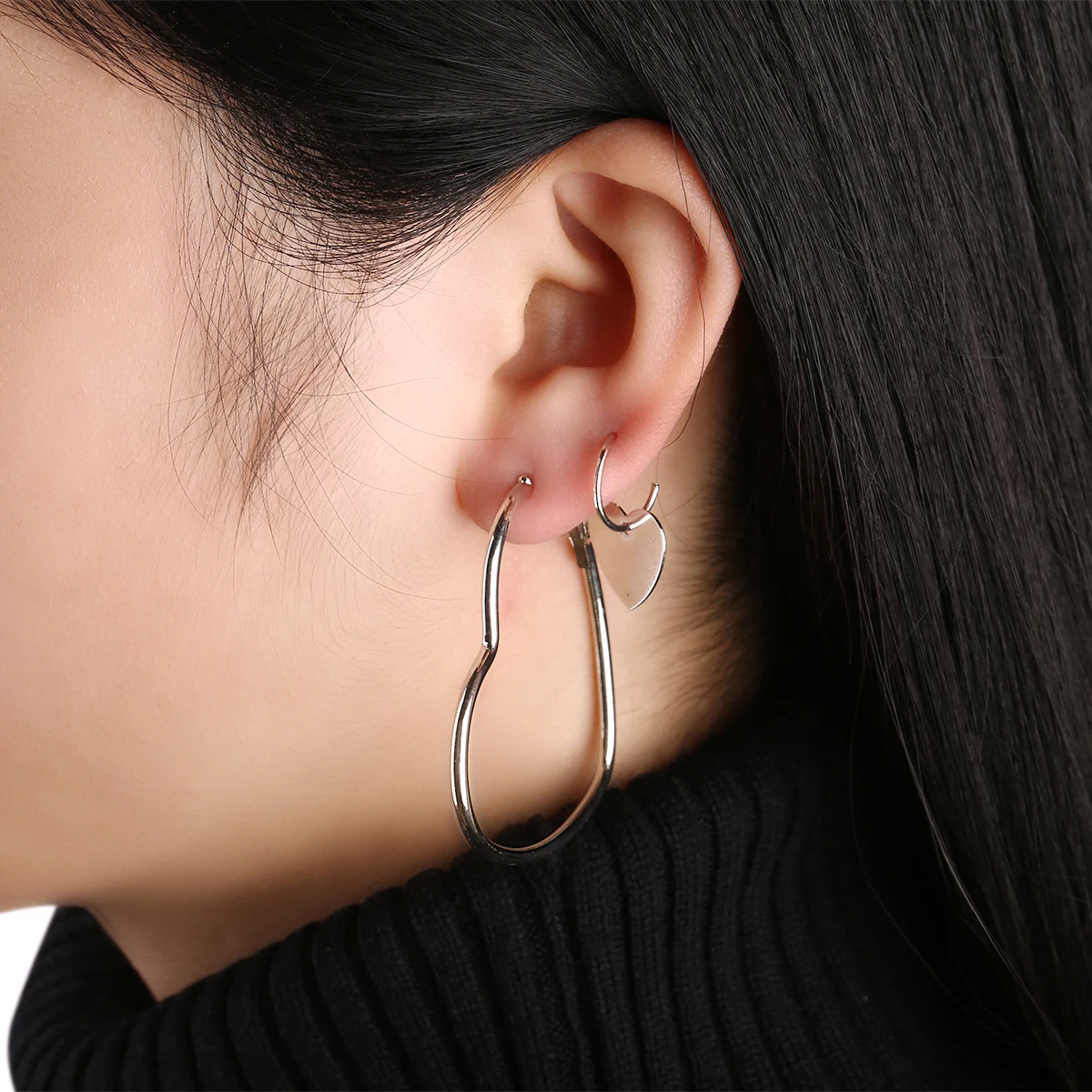 Shellhard богемные ювелирные изделия модные двойные сердца серьги-кольца в форме для