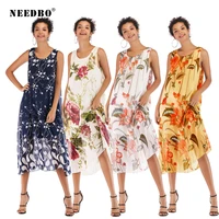 needbo summer dresses women 2019 print beach sundress womens boho casual long maxi evening vestidos mujer sexy dress plus size