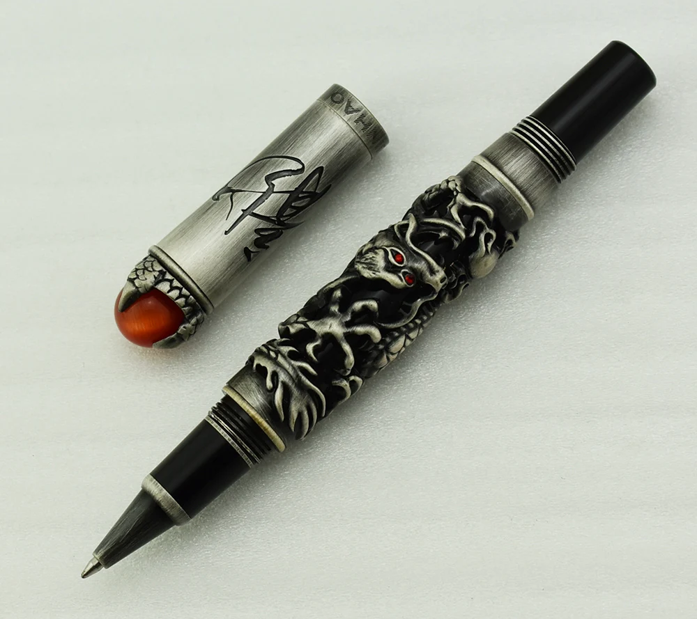 Новинка Jinhao Dragon King винтажная Ручка роллер с уникальным металлическим тиснением