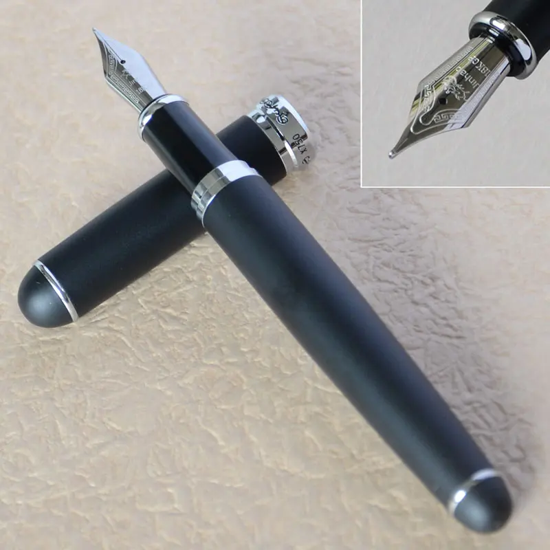 Перьевая ручка 0 7 мм перо с широким основанием JINHAO X750 матовое черное 18KGP роскошное