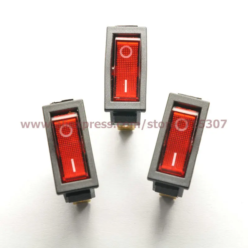 PHISCALE 10 шт./лот 3-контактный 16 А 250 В Красный кнопочный переключатель света