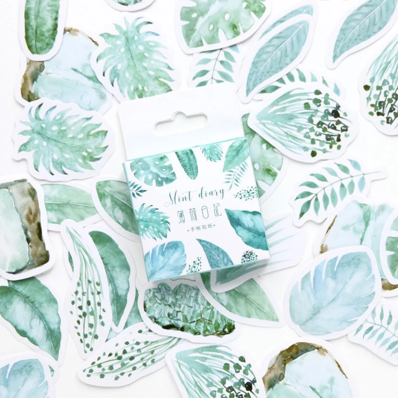 

45PCS Mint Diary Sticker Hand Book Album Decoration Sealing Stickers DIY Stickers Children's Learning Stationery