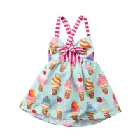 toddler kids baby girls summer sleeveless ice cream print strap tutu dress sundress clothes summer