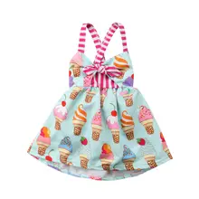 Toddler Kids Baby Girls Summer Sleeveless Ice Cream Print Strap Tutu Dress Sundress Clothes Summer