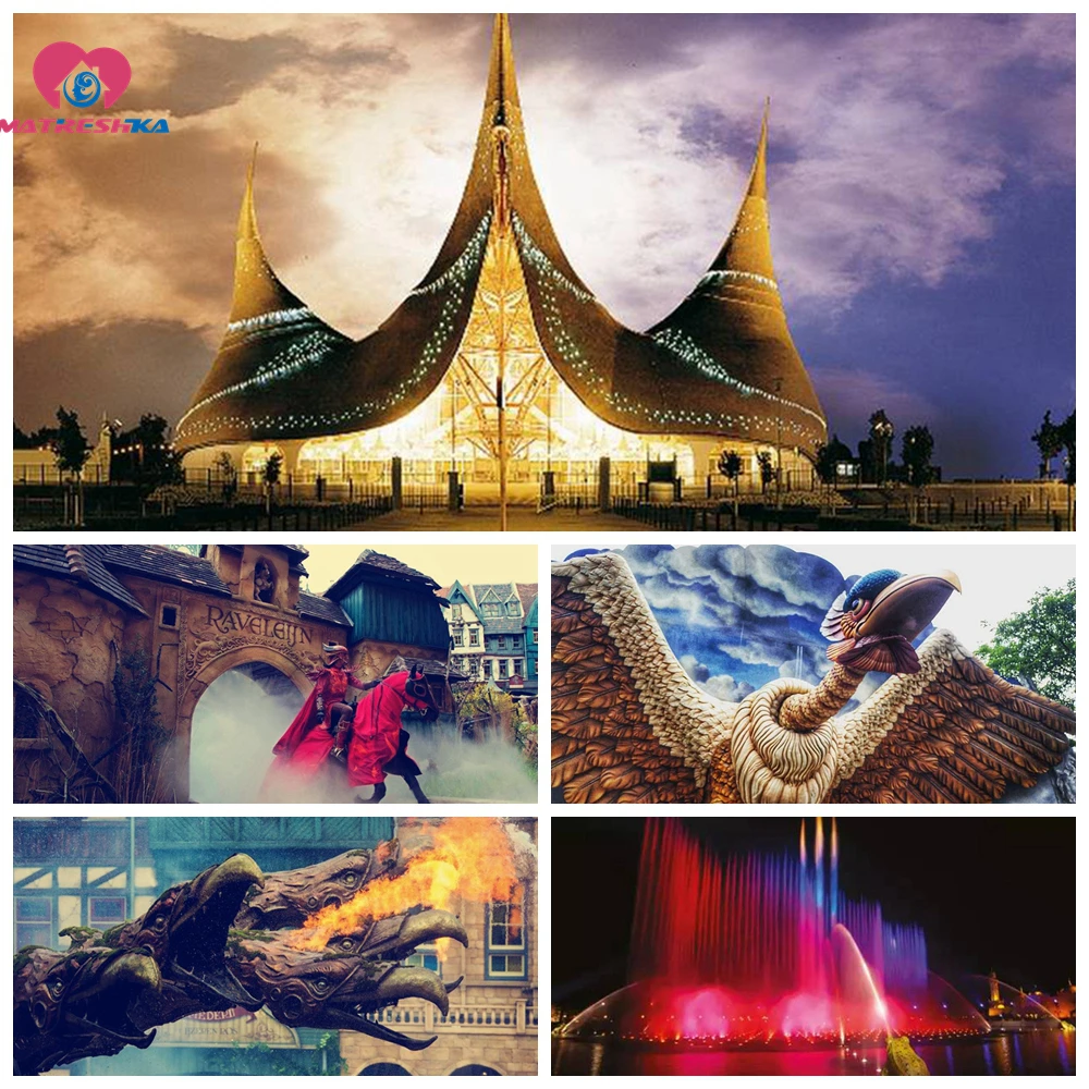 Efteling алмазов картина пейзаж картины Стразы Алмазная мозаика камни в форме ромба