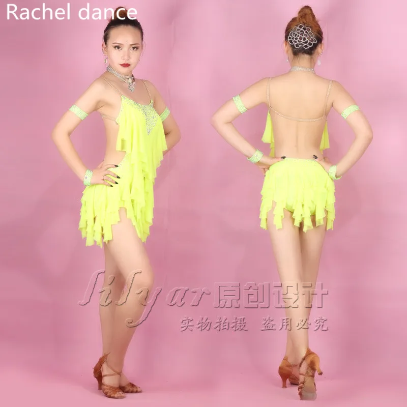 Женское платье для латиноамериканских танцев откровенное с кисточками и ремнями