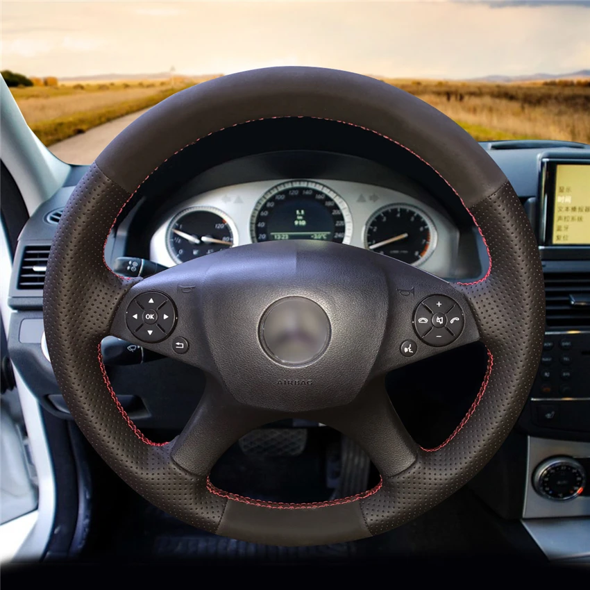 Чехол на руль MEWANT из черной натуральной замши для Mercedes Benz W204 C Class 2007 2010 C280 C230 C180 C260
