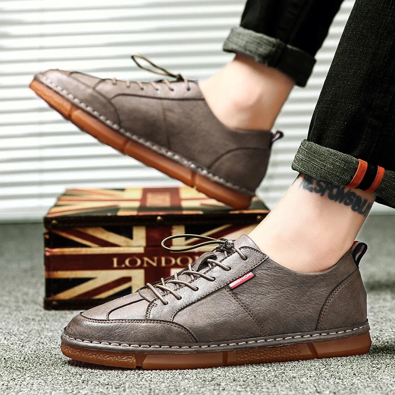2018 Мужская обувь дышащая для досуга модная с британскими маленькими кожаными