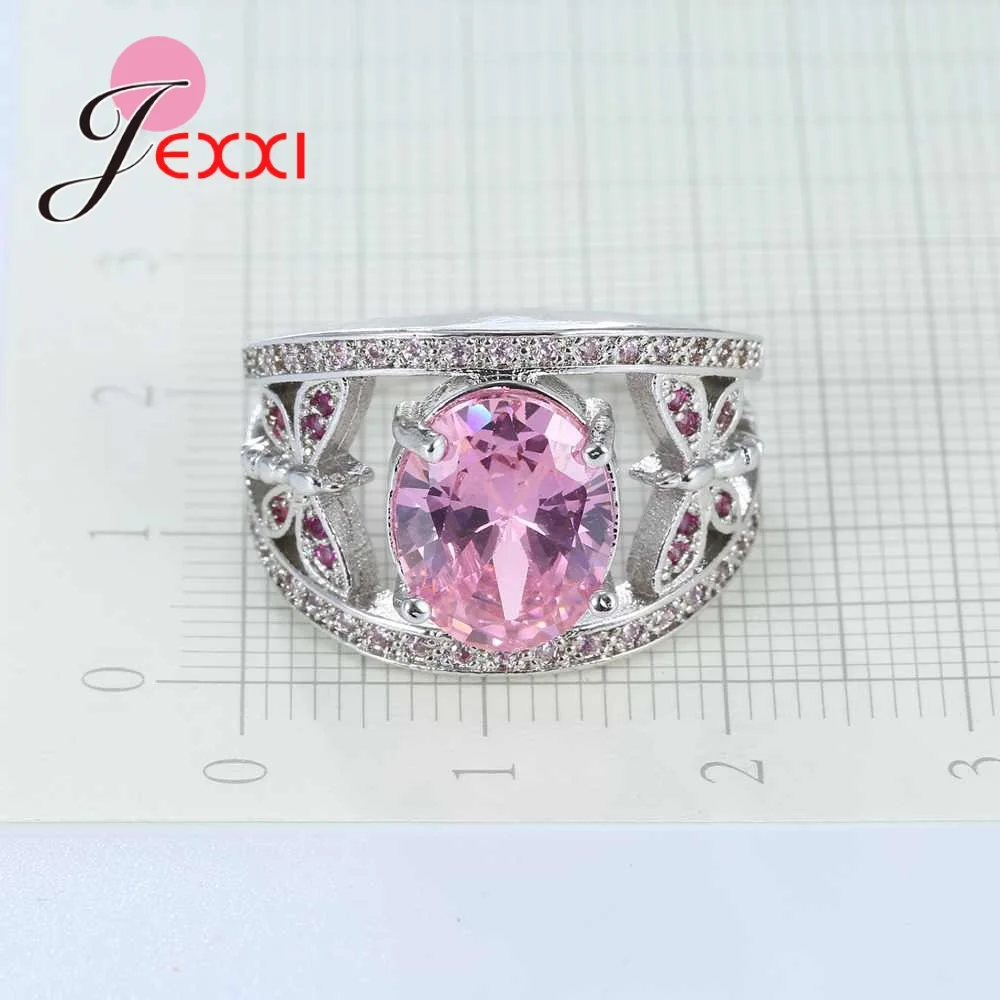 

Trendy Butterfly Design Fashion Clear CZ Zircon Engagement Ring For Women Gift 925 Sterling Silver Crystal Wedding Rings