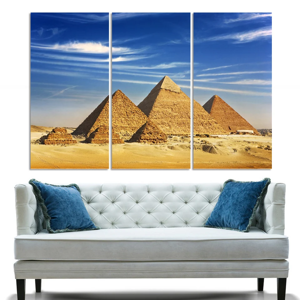 3 Панели пирамиды египетские картины современная абстрактная картина Печать на