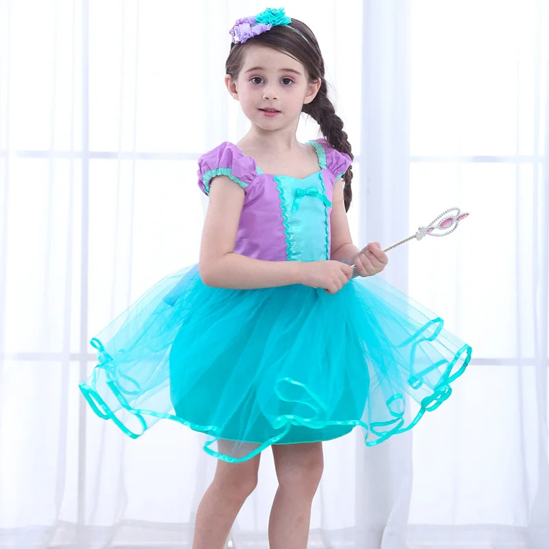 Платье Русалочки Ариэль для маленьких девочек цвет синий фиолетовый маскарадные