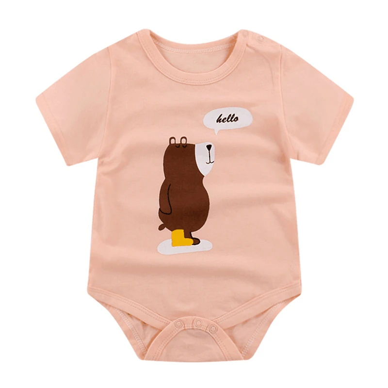 Хлопковая одежда с короткими рукавами для младенцев комбинезон принтом боди