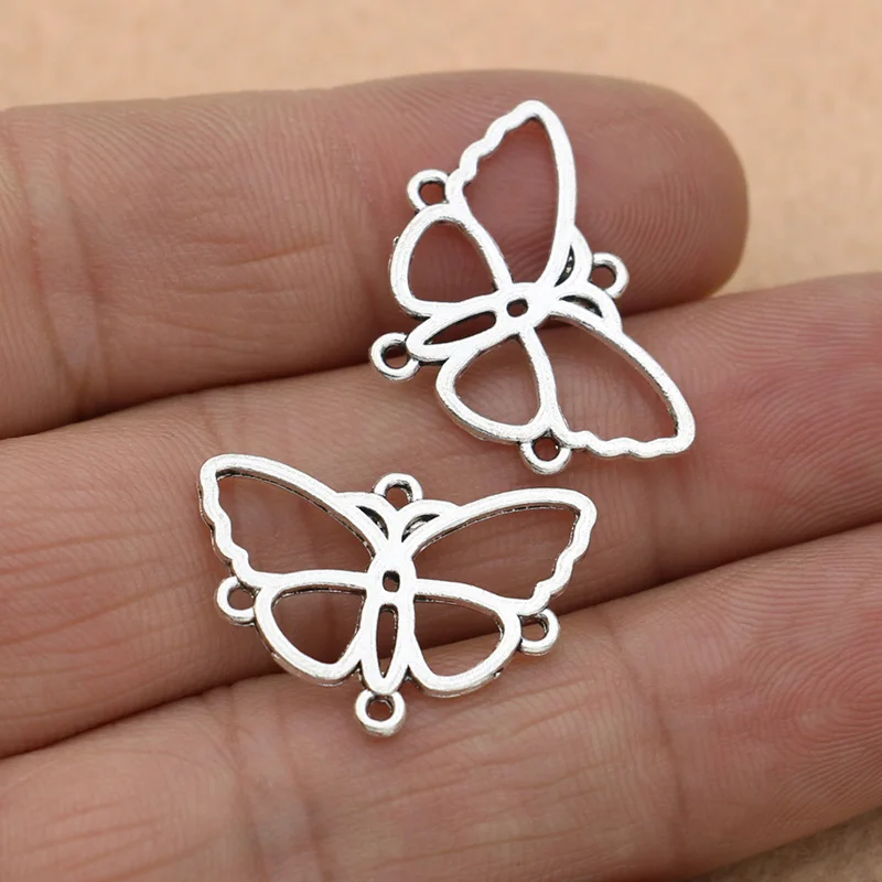 10 шт. Тибетский посеребренный соединитель-бабочка для изготовления ювелирных