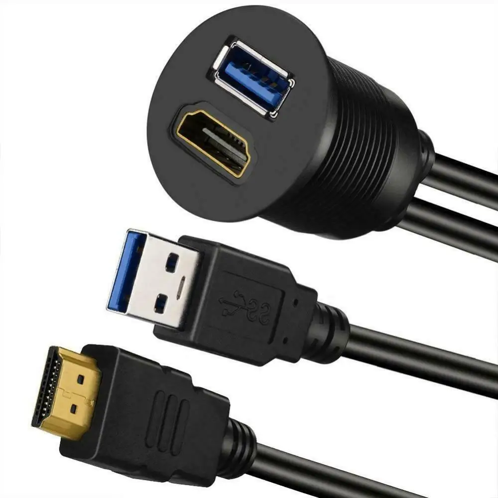 USB 3,0 HDMI к HDMI+ USB3.0 AUX приборная панель автомобильный скрытый удлинитель гнездо «Папа-мама» кабель монтажная панель комплект
