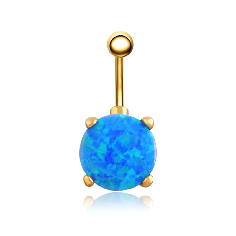 Xuben Crystal Gem blue Belly Button Body Piercing Surgical Steel Navel Ring |