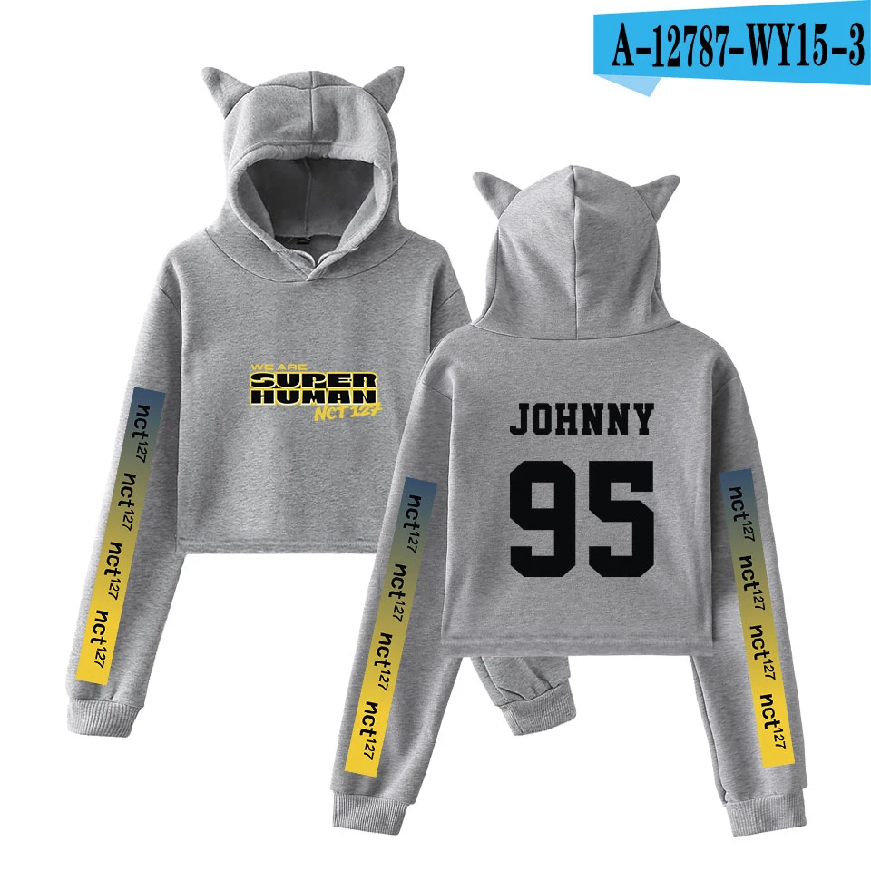 NCT 127 WE ARE SUPERHUMAN Cat Ear толстовка модная Милая женская Повседневная Новинка Kpop Cat Crop Top толстовки Толстовка сексуальная одежда - Цвет: WY15