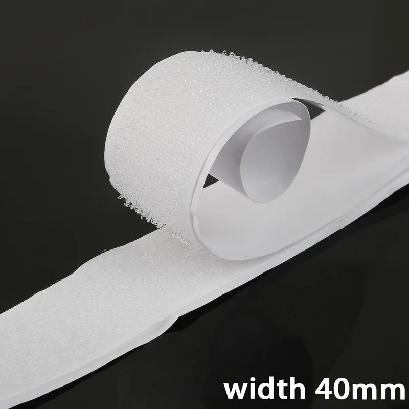 white 40mm 16/20/25/30 мм 1 м белый черный волшебный кран самоклеющиеся на застежке-липучке крепление нейлоновое Стикеры диски ленты швейная с использованием такого клея, высокое качество - Цвет: white 40mm
