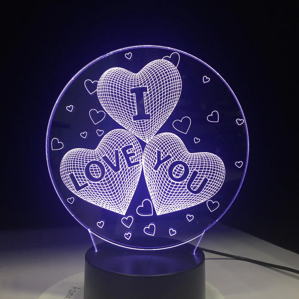 Новейший красочный 3D светильник I LOVE YOU USB акриловый светодиодный ночсветильник