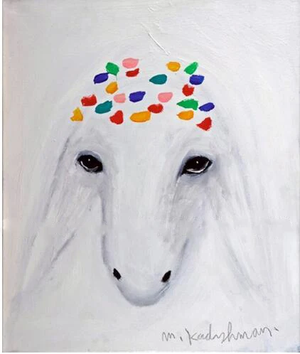 Hand Painted Sheep Head Menashe Kadishman Art Imitation Painting Reproduction Animal Oil on Canvas for Room Decor Color | Дом и сад