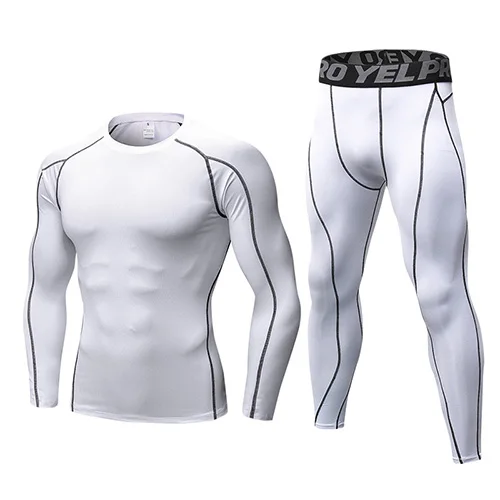 10591060white Compression спортивный костюм Фитнес Tight Бег футболка леггинсы Для мужчин спортивная Demix черный тренажерный зал спортивный костюм тайтсы мужские фитнес костюм спортивный костюм мужской компрессионная одежда - Цвет: 10591060white