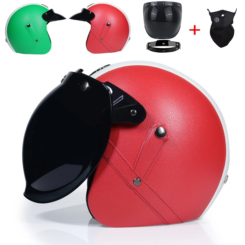 Кожа PU casco moto Винтаж moto rcycle шлем с открытым лицом камуфляж capacetes de moto ciclista vespa кафе гонщик - Цвет: a11