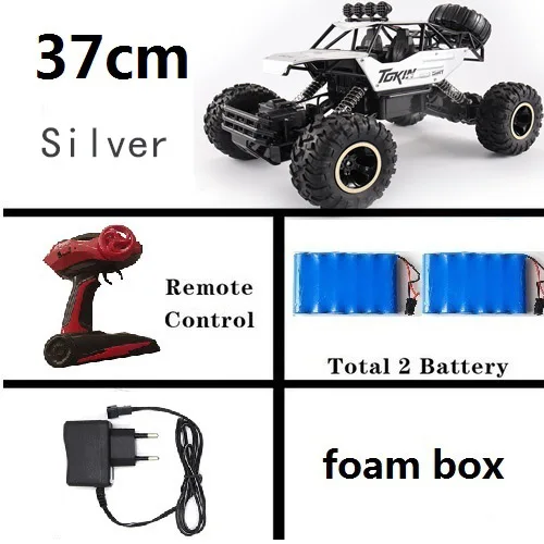 37cm silver2 battery 4WD электрический автомобиль RC автомобиль Bigfoot автомобиль 1/12 Багги 2,4G Радиоуправляемый автомобиль двойной мотор Высокоскоростной грузовик внедорожник игрушки подарок - Цвет: 37cm silver2 battery