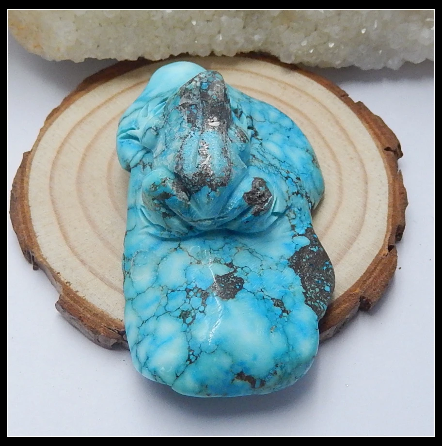 

Handmade Jewelry!!!Wholesale 1Pcs Howlite Carved Frog Gemstone Cabochon 61x35x24mm 46.32g Fashion Jewelry Cabochon Accessories
