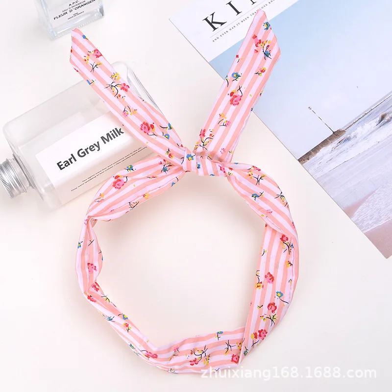 Повязка на голову с бантом для милых девушек повязка цветочным принтом кроличьи