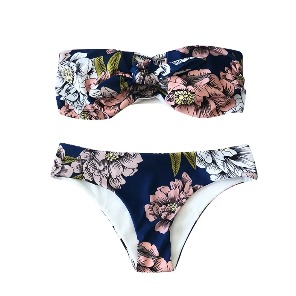 Женский сексуальный купальник бикини с цветочным принтом со средней талией