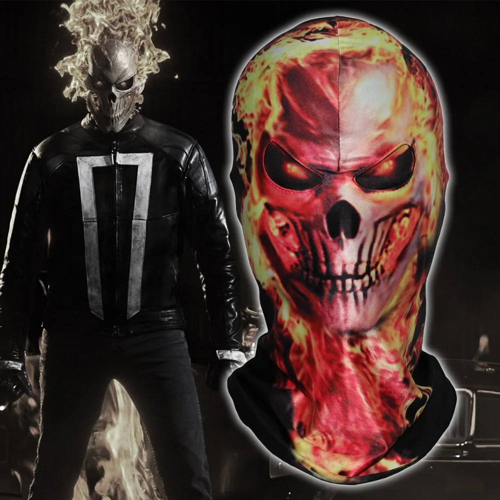 Marvel Ghost Rider пламя маски скелетов страшный череп Призрак Балаклава косплэй Airsoft