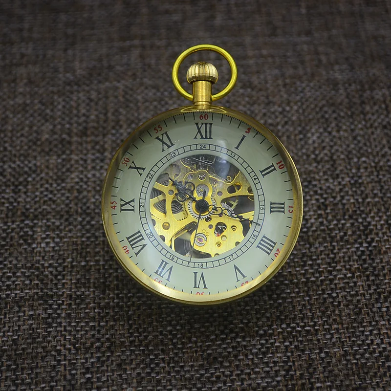 Модные карманные часы со стеклянным шаром старинные ретро механические с