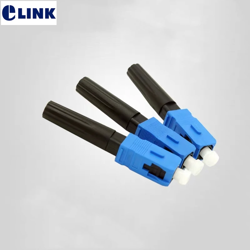 50/100pcs FTTH SC UPC fast connector for drop cable SM Quick Cold Assembly field optic fibre connector ELINK factory IL 0.7dB