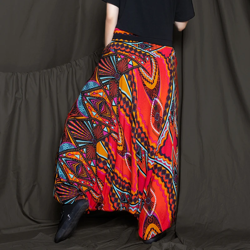 Женские летние штаны из хлопка и льна оригинальные в этническом стиле для танцев