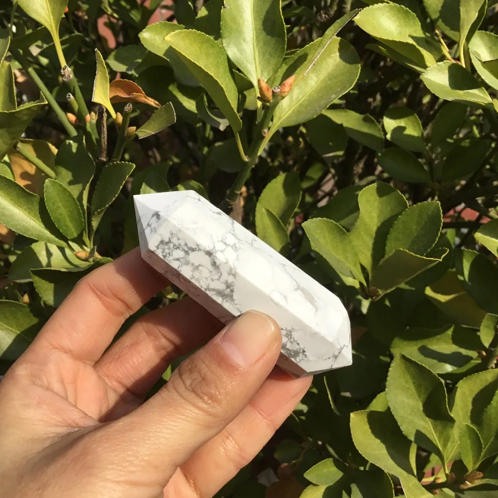 8 граней натуральный белый бирюзовый камень двойные концевые точки howlite