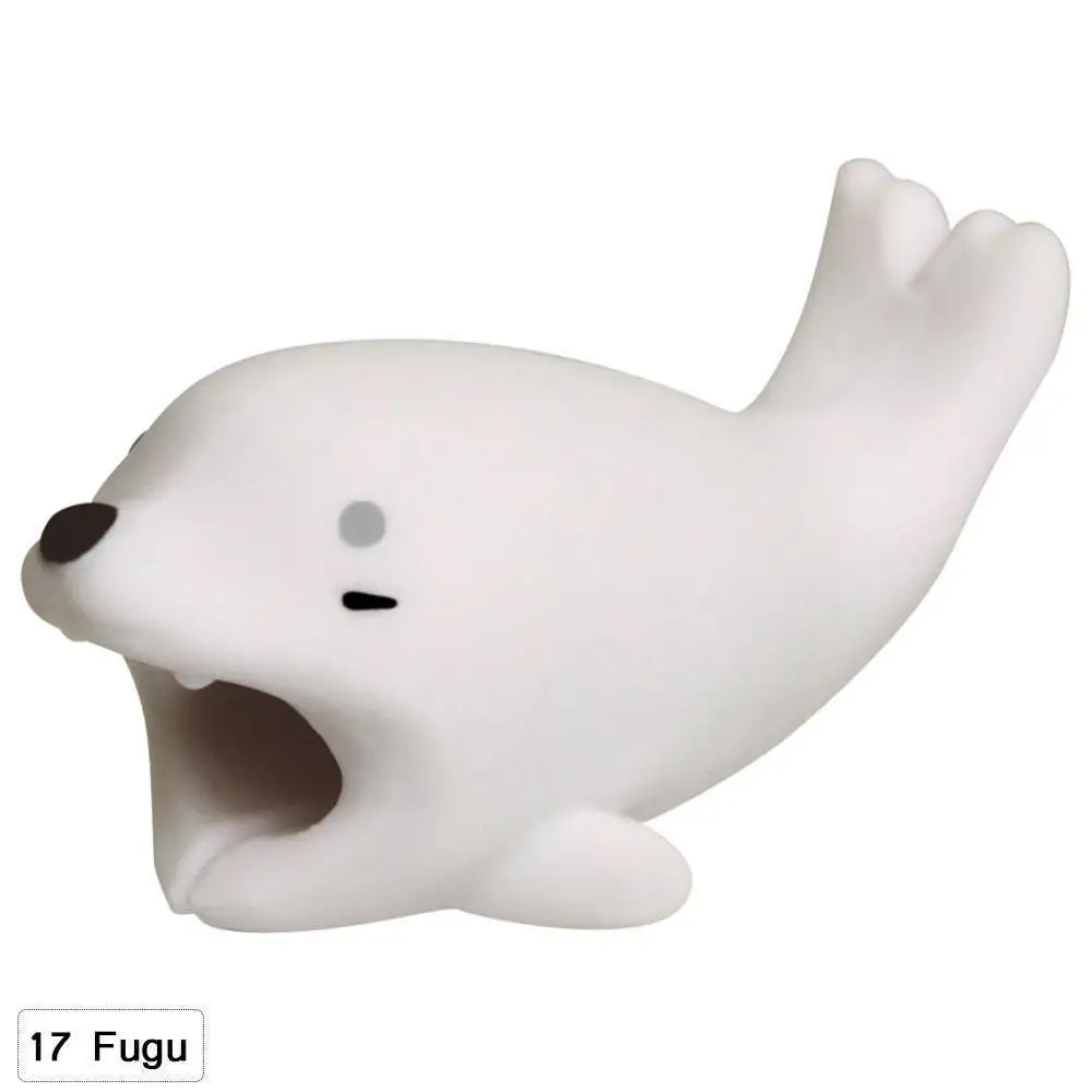 White Seal Симпатичные животные укуса для Iphone кабель протектор, милые животные кабельный хомперы моталки Органайзер панда укусы кукла модельный держатель - Цвет: White Seal