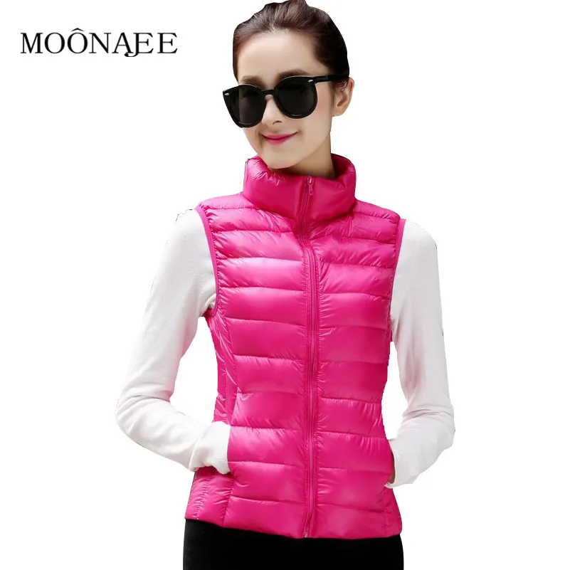 Весенний женский ультралегкий пуховой жилет зима 90% короткие пуховые куртки без
