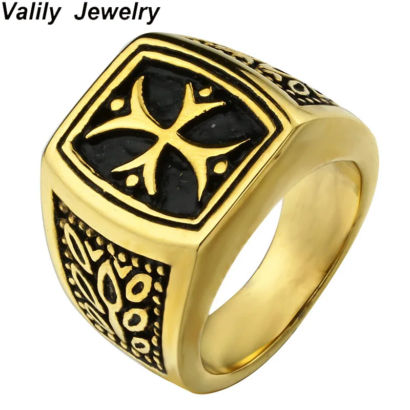 Мужское кольцо с крестом Valily классическое Винтажное из нержавеющей стали