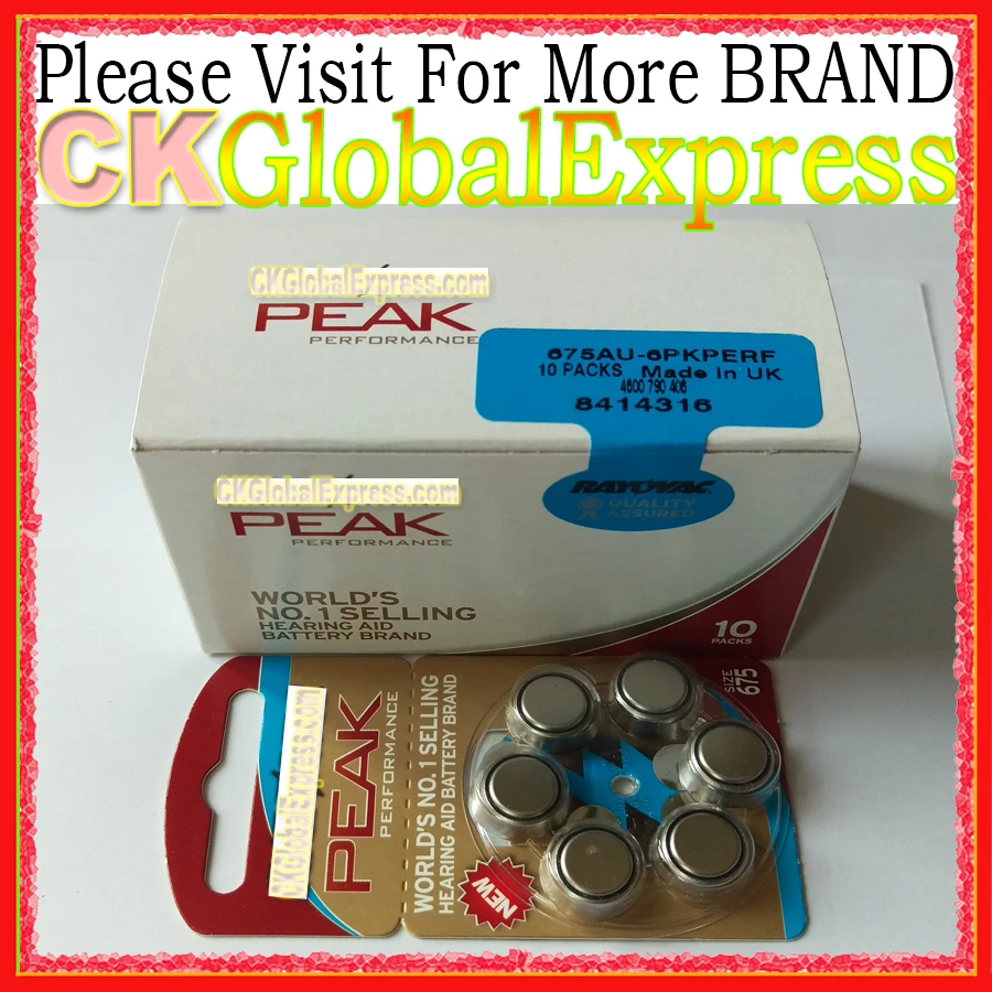 60 шт. для Rayovac Peak Performance 675 PR44 A675 цинк аккумуляторов 1 45 В слуховые аппараты
