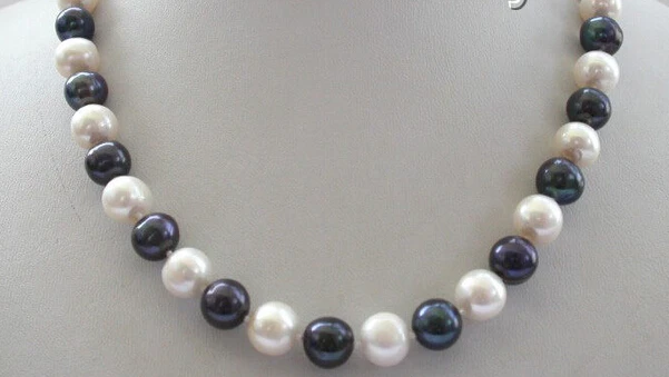 Потрясающее круглое ожерелье из белого и черного пресноводного