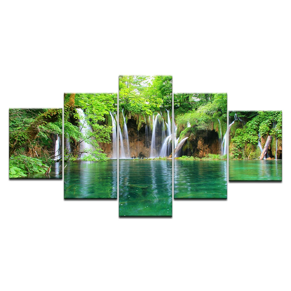 

5 Panel Waterfall Painting Canvas Wall Art Picture Home Decoration Living Room Canvas Print Painting Canvas Unframed Artwork