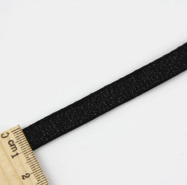 Эластичная тянущаяся блестящая черная лента 10 мм с отделкой ремешок для одежды