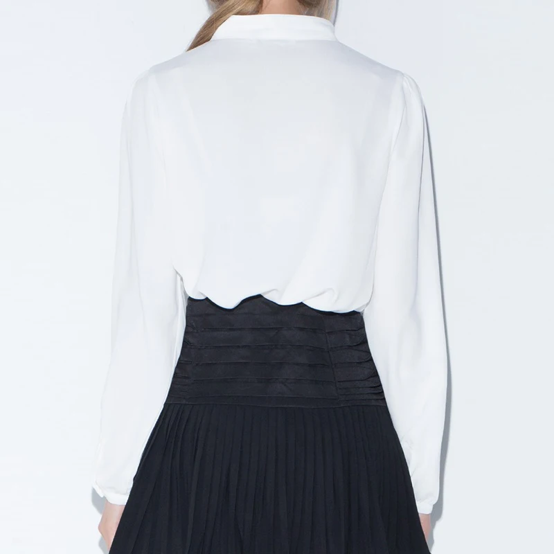 Женская блузка HDY Haoduoyi белая однотонная на шнурках с бантом 2020|blouse brand|blouse stylebrand