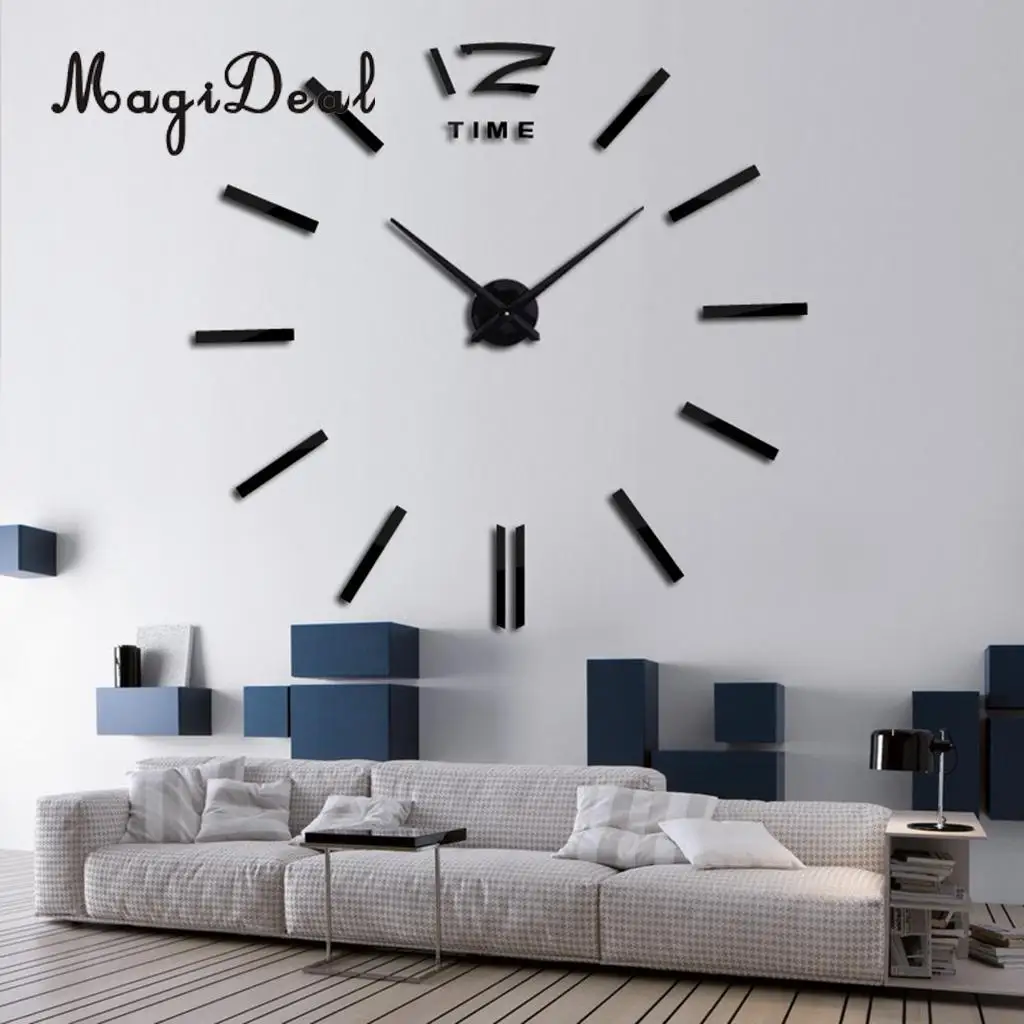 TIME Black Современные 3D DIY большое количество настенные часы-Зеркало Стиль поверхности Стикеры для дома или офиса, декоративные наклейки - Цвет: TIME Black